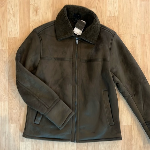 Magaschoni faux suede men’s jacket in small.  Olive green. NWT - Picture 3 of 5